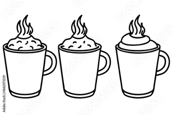 Fototapeta Cup of Hot Cocoa line art vector