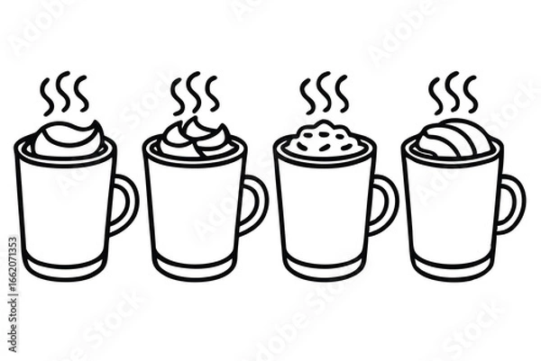Fototapeta Cup of Hot Cocoa line art vector
