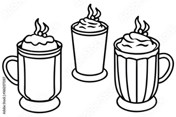 Fototapeta Cup of Hot Cocoa line art vector