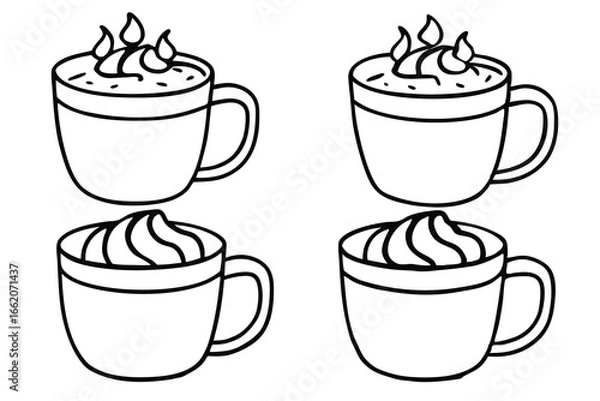 Fototapeta Cup of Hot Cocoa line art vector
