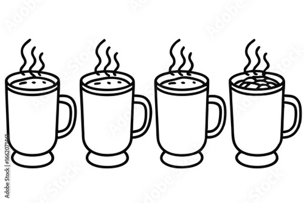Fototapeta Cup of Hot Cocoa line art vector