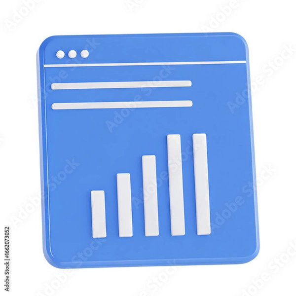 Obraz Modern 3d blue digital data analytics chart and graph user interface window