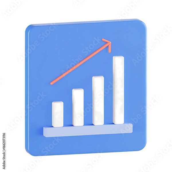 Obraz 3d bar chart with upward trend arrow representing growth and success