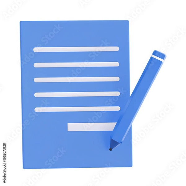 Obraz Blue document with pen icon representing writing and note taking symbolism