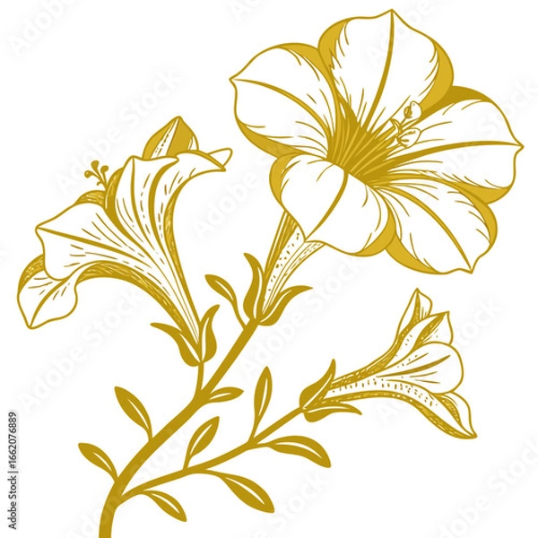 Fototapeta  calibrachoa superbells lemon slice flower on white background 