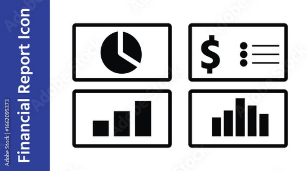 Fototapeta Financial Report Icon Graph Chart Vector Pack
