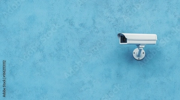 Fototapeta Connected home security camera mount, metallic screws, wall texture