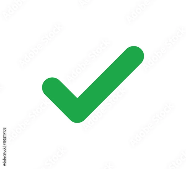 Fototapeta Green check mark icon in white square signals success and positive confirmation