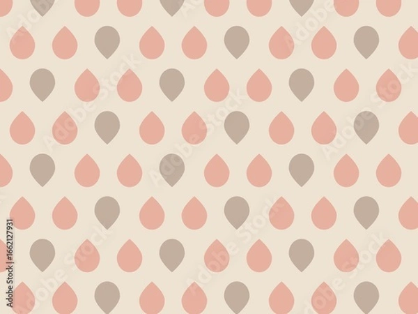 Fototapeta 可愛いレトロなピンクとモカの雫柄の壁紙イラスト