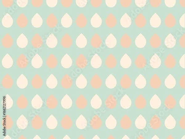 Fototapeta 可愛いレトロでポップなグリーンの雫柄の壁紙イラスト