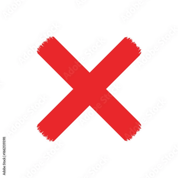 Fototapeta cross,reject,wrong, cross reject wrong icon vector illustration showing bold red x symbol representing denial stop cancellation prohibition error rejection negative mark
