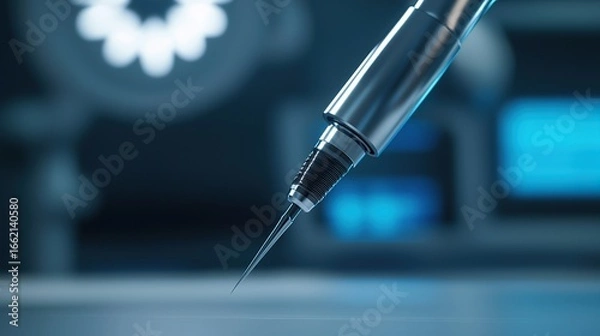 Fototapeta Robotic surgical assistant tool tip, metallic sheen, precision cut