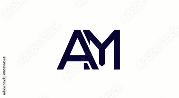 Obraz Modern AM letter monogram logo with bold geometric intertwined dark blue letters.