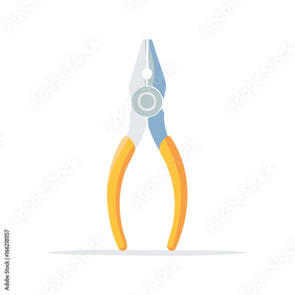 Fototapeta Illustration of combination pliers with yellow handles offering versatility for gripping cutting bending and twisting fasteners materials