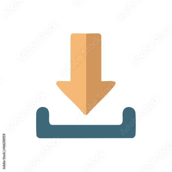 Fototapeta Digital download icon with pointing arrow for data storage, cloud computing and file sharing