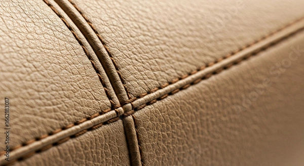 Obraz A close up shot of beige leather with stitching detail showing texture and craftsmanship in detail view