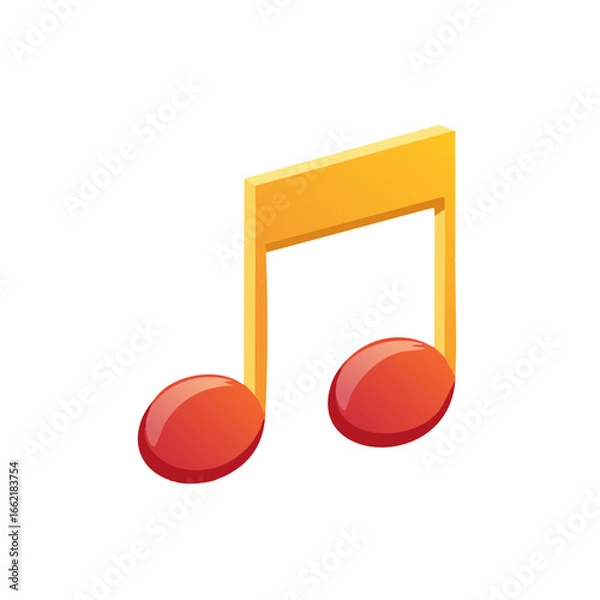 Fototapeta Cartoon Two Eighth Notes Symbol in Gold and Red Color Tone Musical Element Vector Design