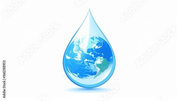Obraz Earth Inside a Water Drop Global Wellness Concept.
