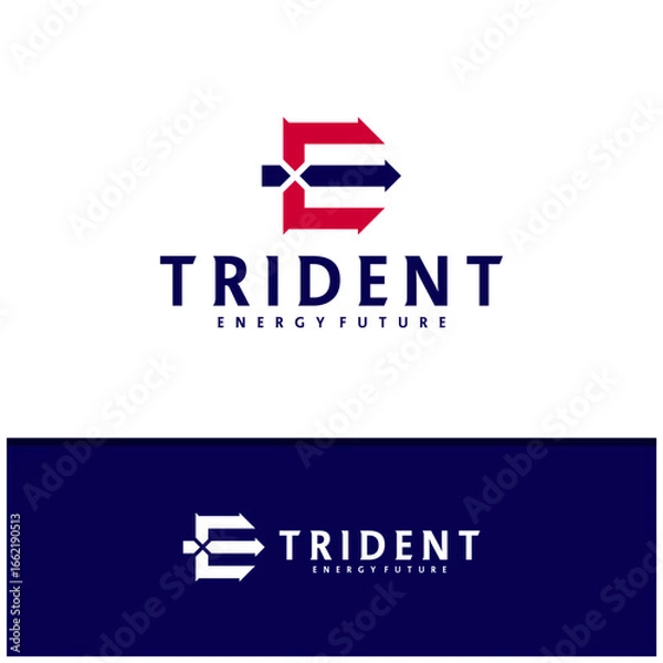 Fototapeta Letter E F with Trident logo icon design vector design template inspiration