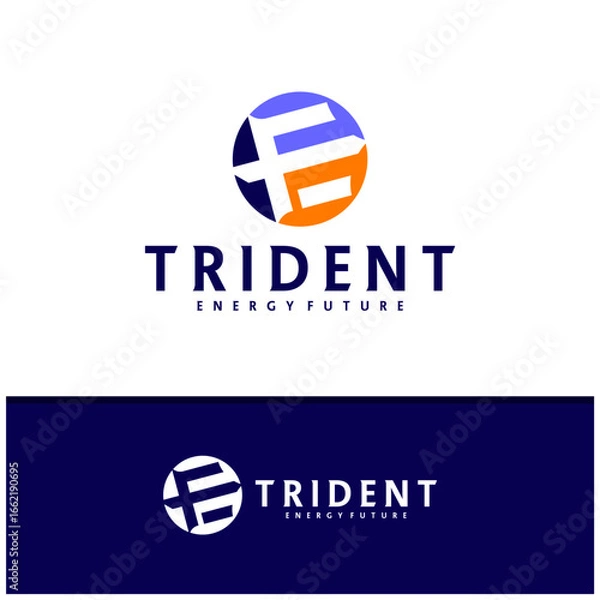 Fototapeta Letter E F with Trident logo icon design vector design template inspiration
