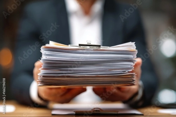 Fototapeta Organizing and searching through office files for important information.