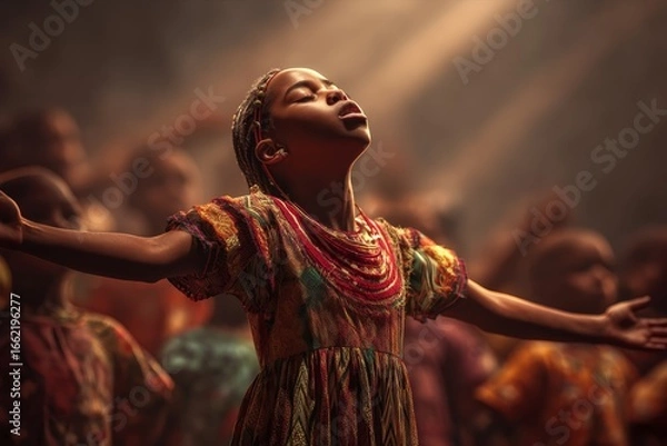 Fototapeta Creative expression shines through a children's performance at the local theater. 