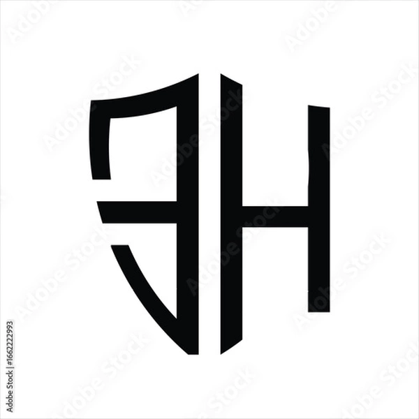 Obraz Letter eh logo monogram emblem style with crown Vector Image