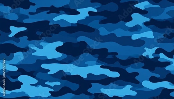 Fototapeta Abstract blue camouflage pattern