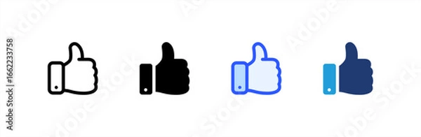 Obraz Thumb Up icon set multiple style collection. Vector illustration.