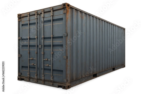 Fototapeta Large rusty metal shipping container on transparent background