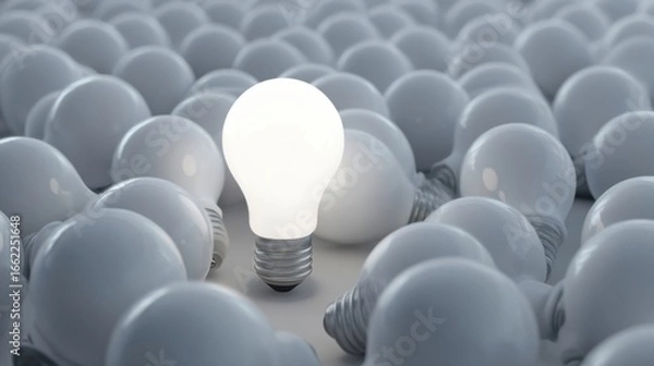 Obraz a light bulb in a group of white eggs