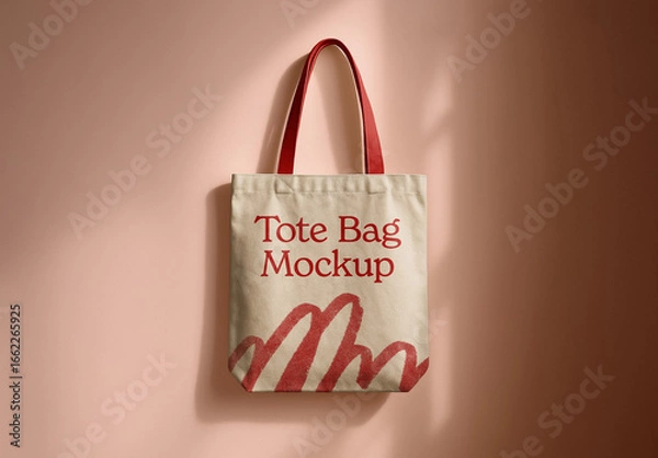 Obraz Tote Bag on Wall Mockup