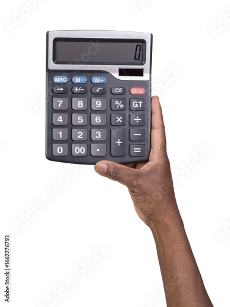 Obraz Man using calculator isolated on transparent or white background	
