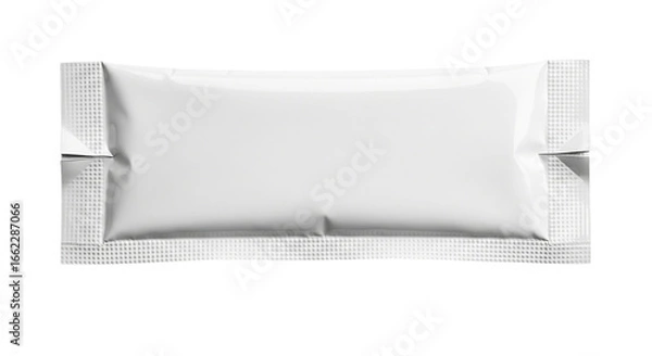 Obraz A single white rectangular sachet with sealed edges in a studio shot view