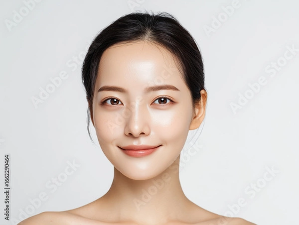 Obraz 美肌とツヤ肌が際立つアジア人女性の美容ポートレート（美容 広告 スキンケア）