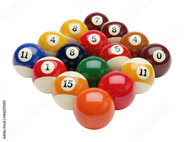 Fototapeta Exciting pool game action with colorful balls on a billiard table in a social environment. Cut out PNG