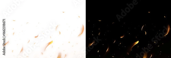 Fototapeta Fire and sparks background. PNG illustration of glowing yellow and orange flames with embers floating
