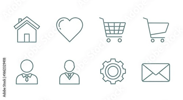 Fototapeta Collection of thin line icons for web and mobile design isolated on white background