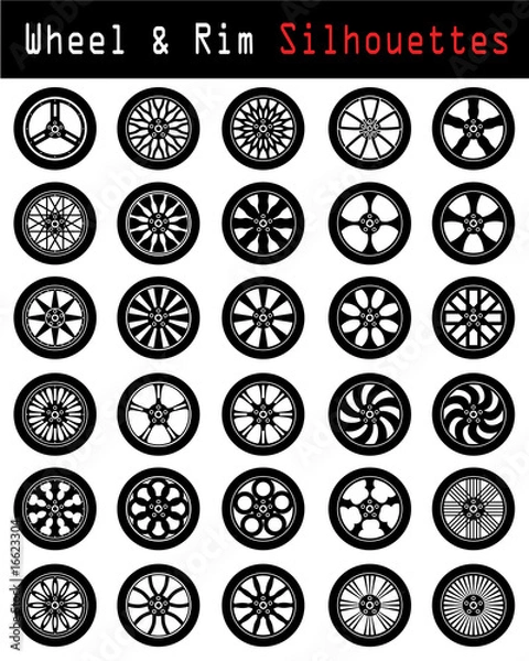 Obraz Wheel & Rim silhouettes