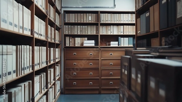 Obraz Vintage Library Archive Room with Bookshelves.