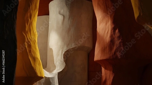 Fototapeta Abstract Colorful Stone Sculptures Background Warm Light