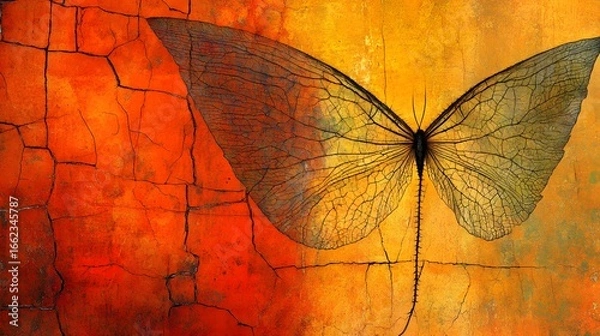 Fototapeta Abstract Butterfly Wings on Cracked Texture Background