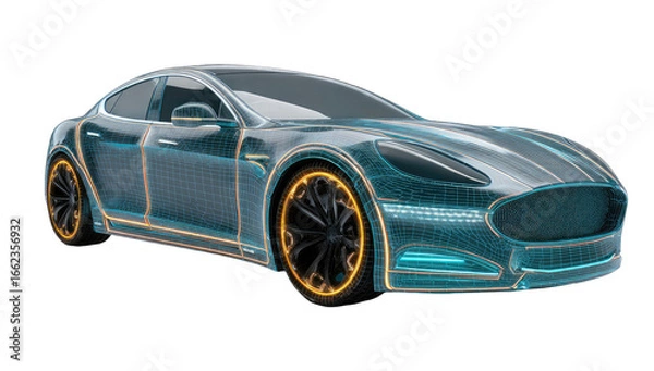 Obraz Futuristic car wireframe