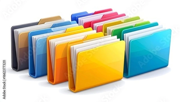 Fototapeta Colorful file folders in rows