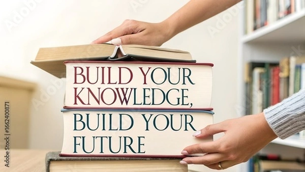 Fototapeta Inspiring Message on Books Promoting Knowledge and Future Growth