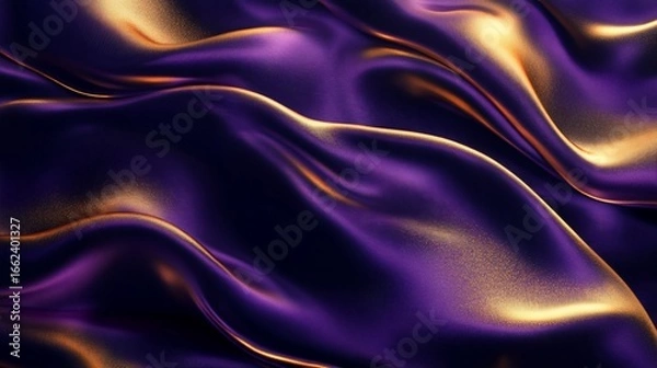 Obraz Luxurious purple and gold fabric with elegant flowing waves texture
