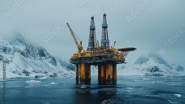 Obraz Oil Rig in Arctic Waters, A testament to human engineering and resilience