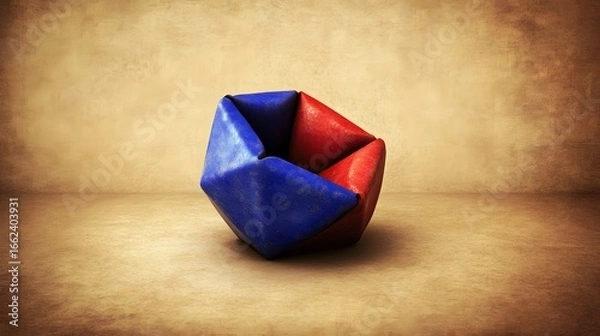 Fototapeta Abstract Red Blue Geometric 3D Shape Design