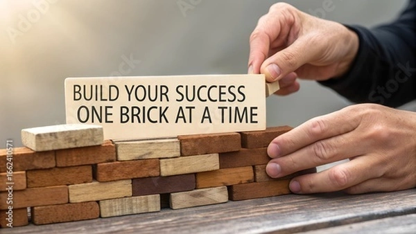 Fototapeta Build Your Success One Brick at a Time Conceptual Image