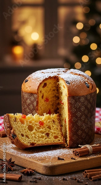Obraz Christmas panettone slice